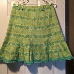 Nanette lepore intricately embroidered green skirt